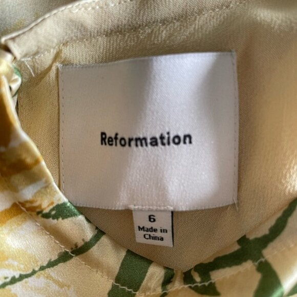 NEW Reformation Anaiis Long Backless Silk Dress Honeyglow Yellow Floral | US 6 - Picture 10 of 16